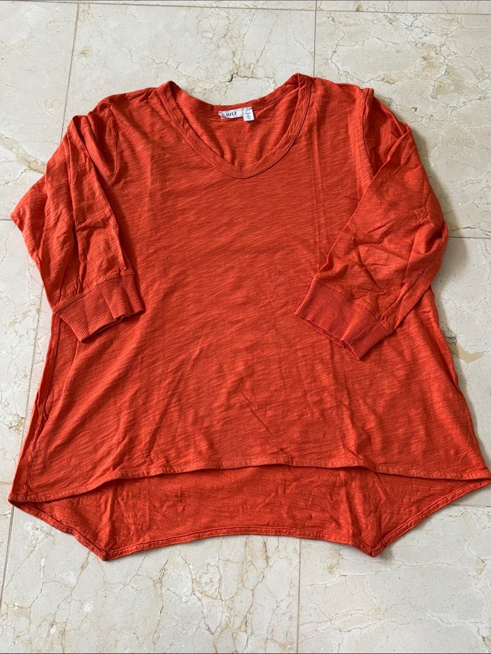 WILT V-Neck 3/4 Length Sleeve Cotton T-Shirt Top